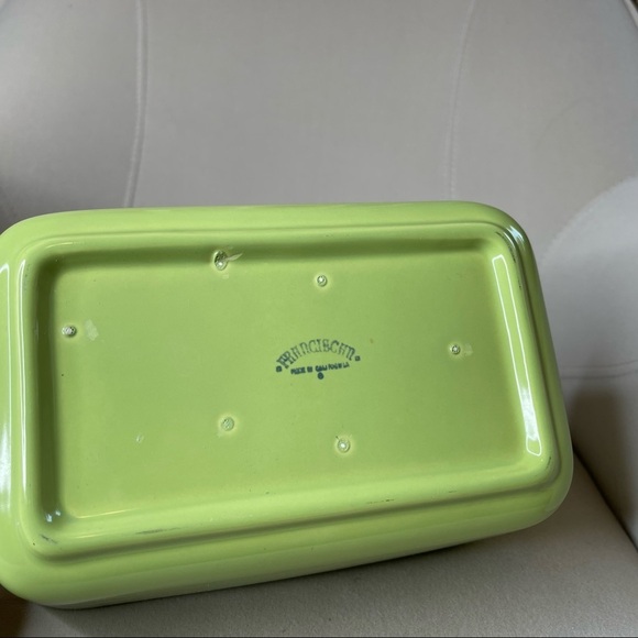 Vintage Franciscan Tiempo Casserole Dish Lid Handles Green Lime 1949 -1953 - Picture 5 of 5